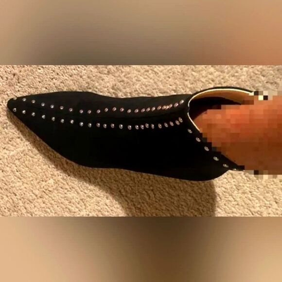 Ladies Black detailed Studded Faux Suede heel boots sz 8 - Picture 14 of 16